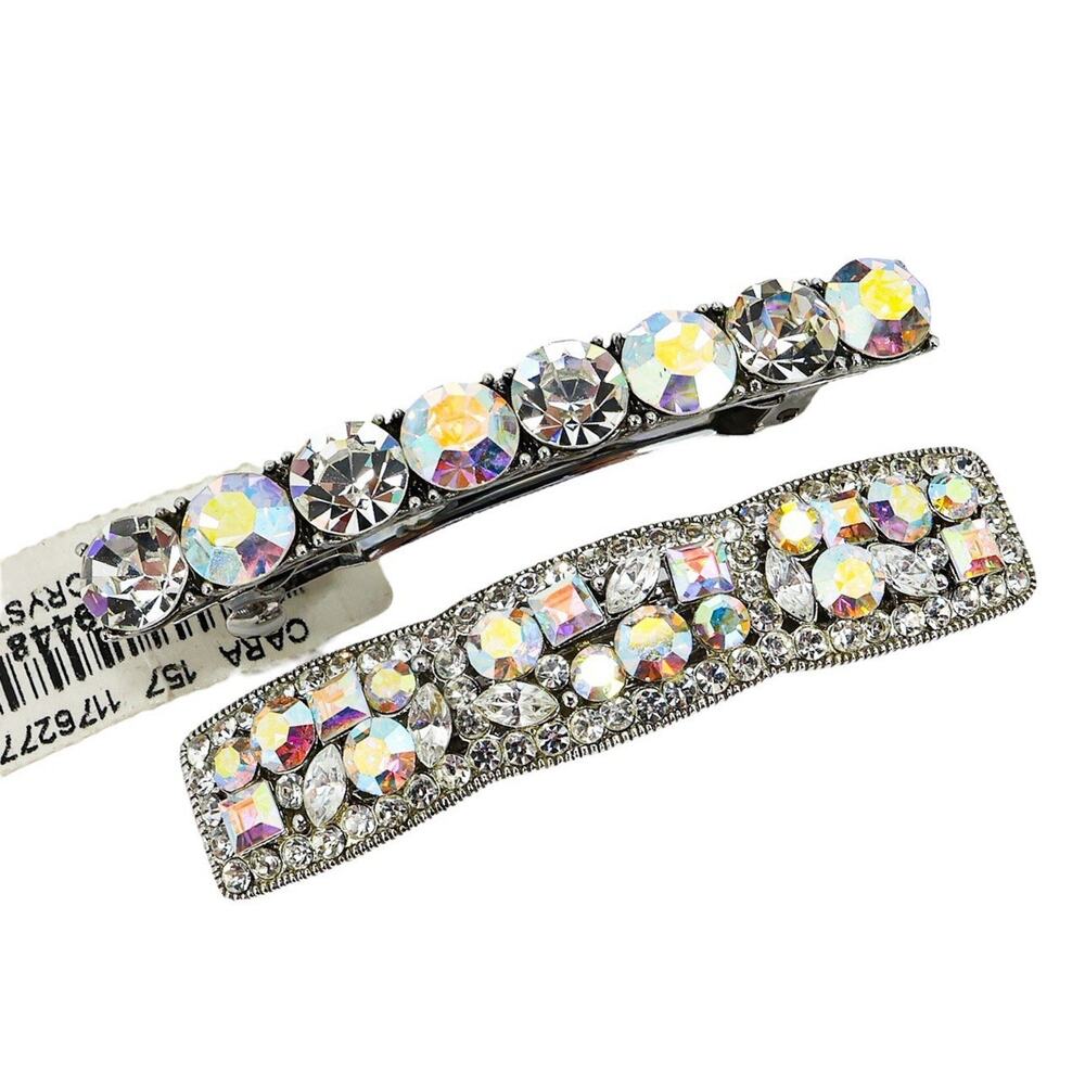 Cara NYC Clear & AB Rhinestone Bridal Barrettes Hair Clips Wedding Accessories